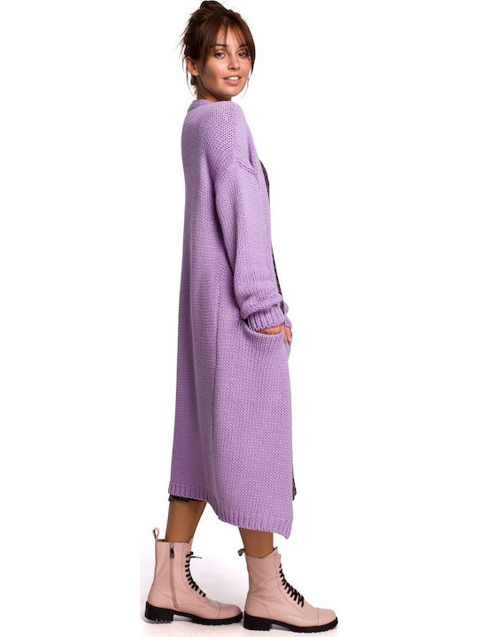 BE Knit BK053 Long Women's Cardigan Purple