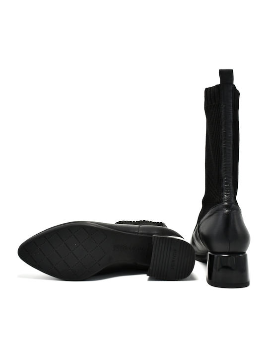 Leder Stiefeletten Damen Schwarz