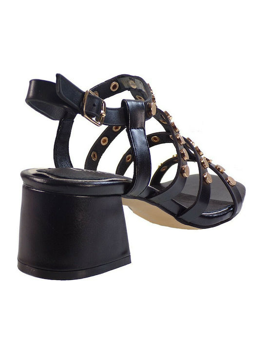 CafeNoir Leather Women's Sandals ILB936 Black