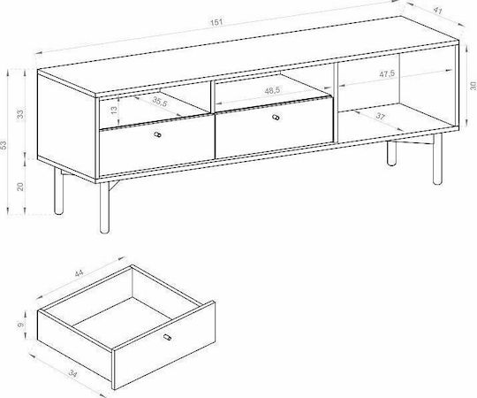 Stand TV Flow Artisan / Black Pearl L151xA41xÎ53cm