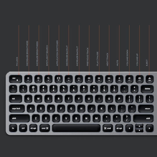 Satechi Compact Backlit Ασύρματο Bluetooth Πληκτρολόγιο Αγγλικό US Συμβατό με Mac Γκρι