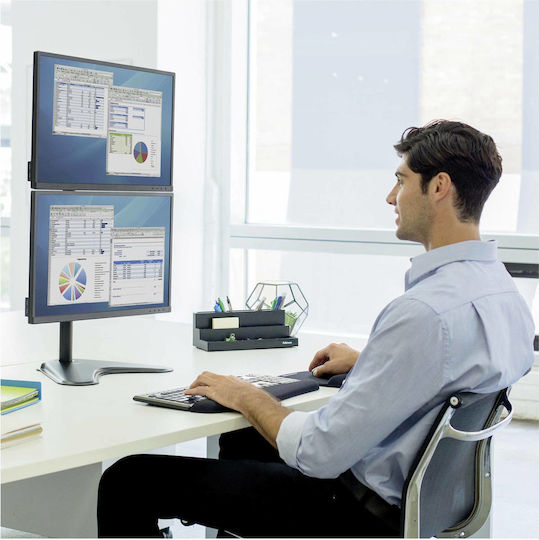 Fellowes Professional Βάση Γραφείου για 2 Οθόνες έως 32" με Βραχίονα Ασημί