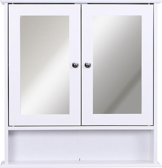 Kleankin 834-182 Rechteckiger Badezimmerspiegel aus MDF mit Regal & Schrank 56x58cm Weiß