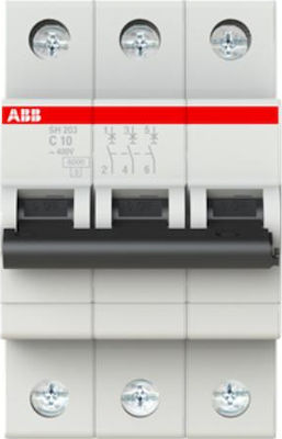 Abb Αυτόματη Ασφάλεια 10A Τριπολική 6kA C 10Α SH203-C10 73419