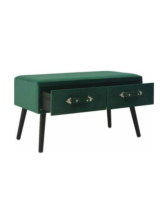 Stool For Living Room With Storage Space Upholstered with Velvet Green 80x40x46cm