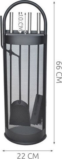 Kaminer 4165 Fireplace Tool Set with Stand Holder Gray