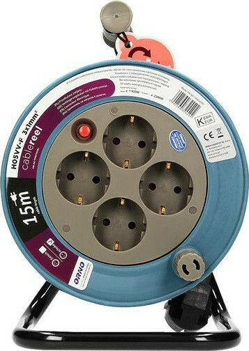 Orno Extension Reel Cord 3 x 1mm²/15m Gray