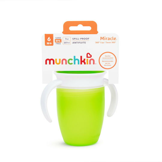 Munchkin Παιδικό Ποτηράκι Miracle 360° Trainer Cup από Πλαστικό Πράσινο 207ml για 6m+