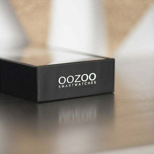 Oozoo Q00120 Stainless Steel 43mm Smartwatch with Heart Rate Monitor (Gold / Black)