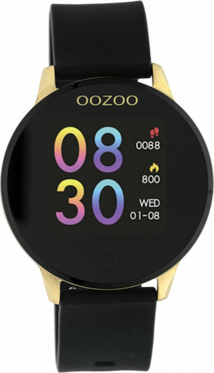 Oozoo Q00120 Stainless Steel 43mm Smartwatch with Heart Rate Monitor (Gold / Black)