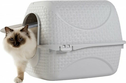 Bama Rattan Cat Toilet Closed with Filter Gray L42 x W50 x H40cm