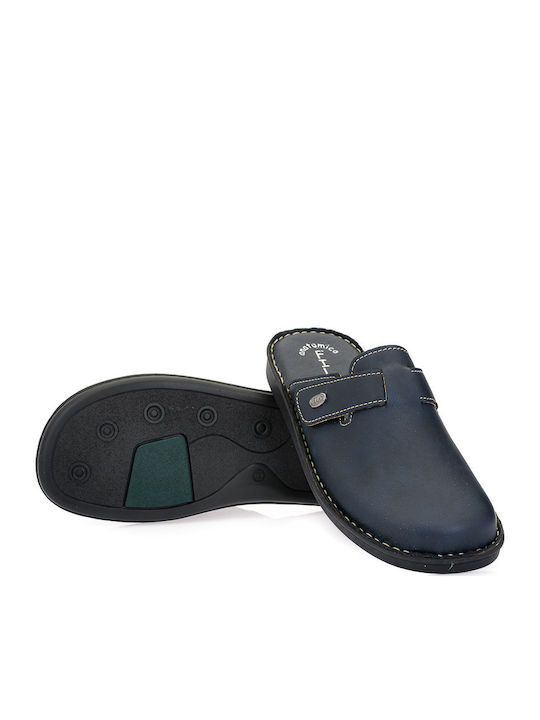 Dias 18 Men's Leather Slippers Blue DIAS-18