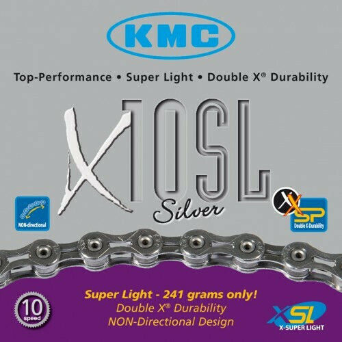 KMC Chain X10 SL Silver NP Bicycle Chain 10 Gears 114L Silver