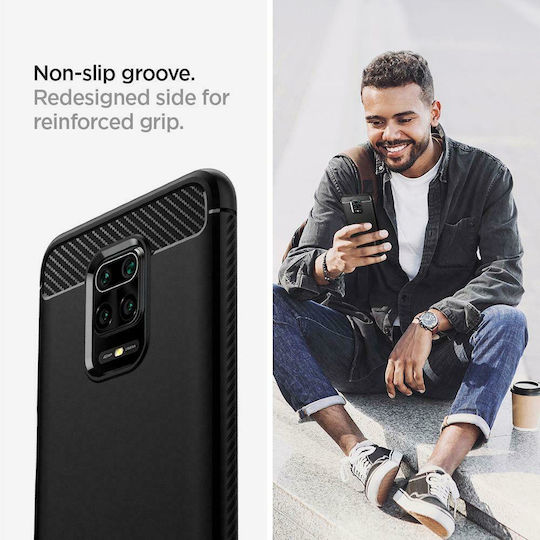 Spigen Rugged Armor Back Cover Σιλικόνης Μαύρο (Redmi Note 9S / 9 Pro / 9 Pro Max)