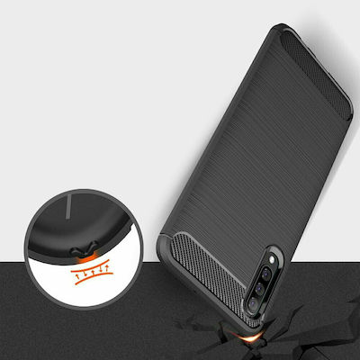 Hurtel Carbon Brushed Coperta din spate Silicon Negru (Galaxy A50)