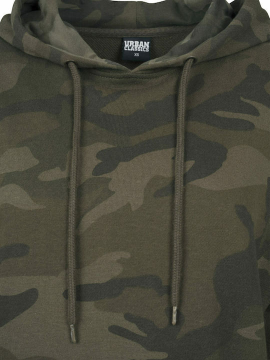 Long Women's Sweatshirt Hooded Olive Camo