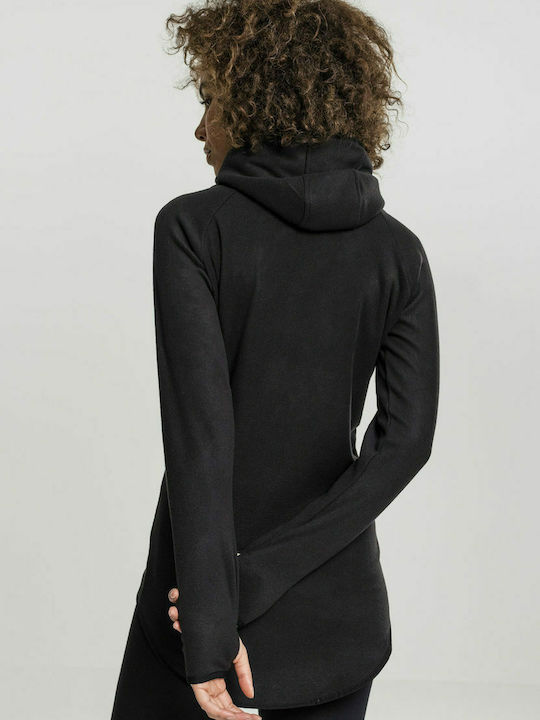 Urban Classics TB1728 Fleece Γυναικεία Ζακέτα με Φερμουάρ σε Μαύρο Χρώμα