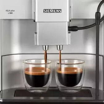 Siemens Eq.6 Plus S300 Automatic Espresso Coffee Machine 1500W Power 15bar Pressure for Cappuccino with Grinder Silver TE653M11RW