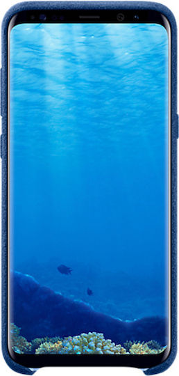 Samsung Alcantara Cover Umschlag Rückseite Synthetisches Leder Blau (Galaxy S8+)
