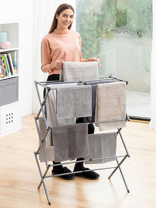 InnovaGoods Cloxy Metallic Folding Floor Clothes Drying Rack 74x103cm