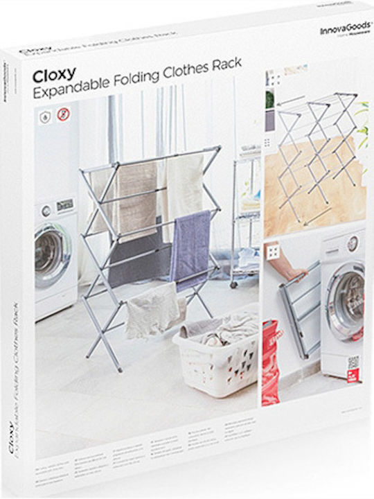InnovaGoods Cloxy Metallic Folding Floor Clothes Drying Rack 74x103cm