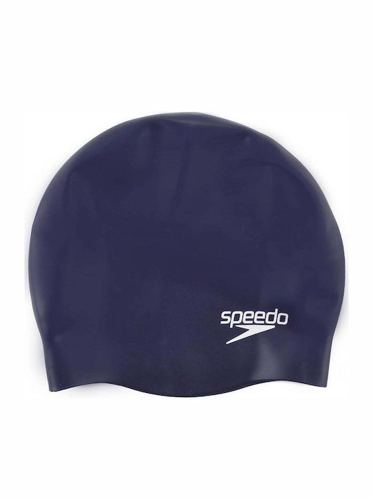 Speedo Plain Moulded Silicone Kids Swimming Cap Blue