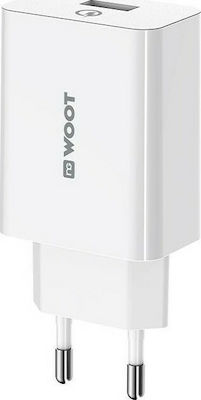 NG Charger Without Cable with USB-A Port 18W Quick Charge 3.0 White (WT21)