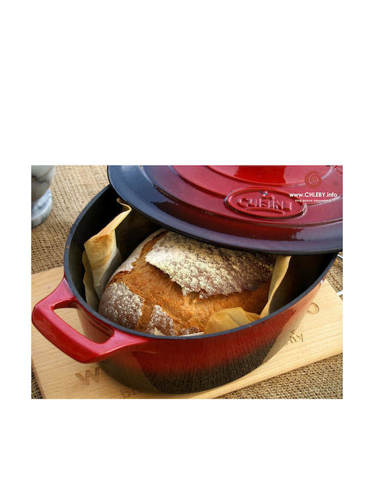 La Cuisine Flacher Topf aus Gusseisen 6.5Es / 32cm Red
