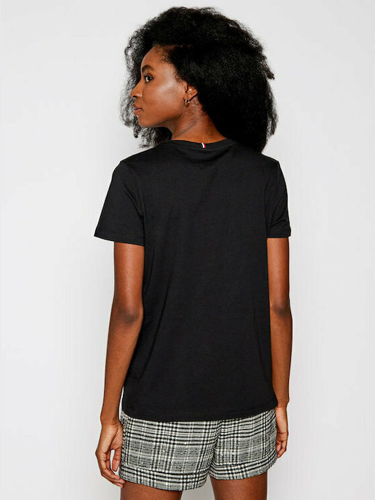 Tommy Hilfiger Γυναικείο T-shirt Μαύρο με Στάμπα