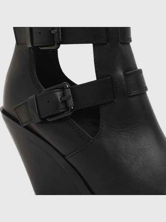 D-Flamingo Leder Stiefeletten Damen Schwarz