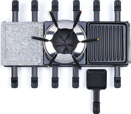 Livoo Raclette Grill for 12 People Tabletop Electric Grill Raclette Smooth and Ribbed Plate 1650W 58.5cmx21cmcm