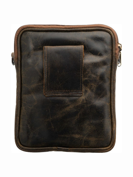 Leder Herrentasche Schulter / Crossbody Braun