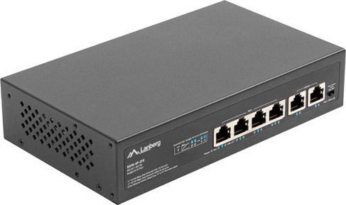 Lanberg RSFE-4P-2FE-60 Unmanaged L2 PoE+ Switch with 4 Gigabit (1Gbps) Ethernet Ports