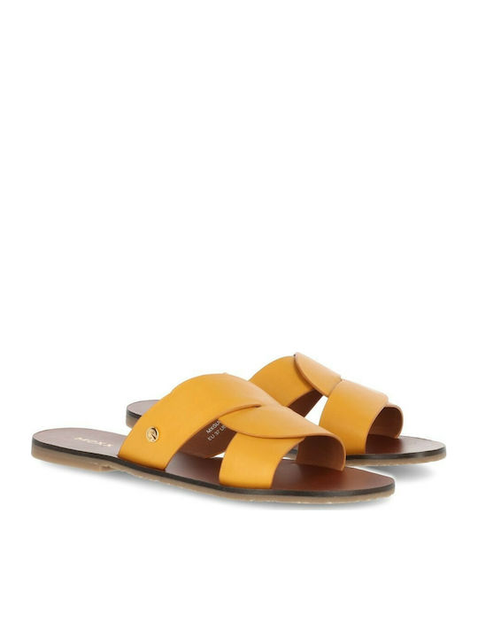 Mexx MXGU0132W Leather Women's Flat Sandals in Yellow Color MXGU0132W-8000