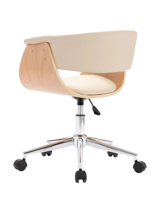 Rotating Armchair Visitor with Arms & Wheels Cream 59.5x58x66cm 1pcs