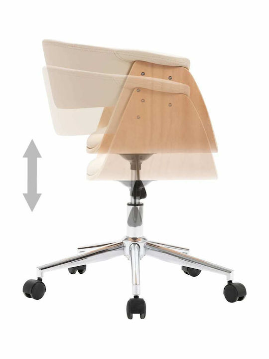 Rotating Armchair Visitor with Arms & Wheels Cream 59.5x58x66cm 1pcs