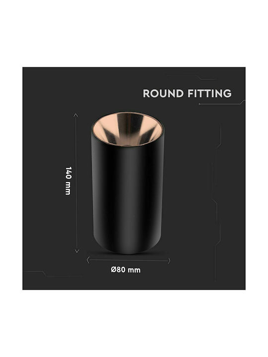 V-TAC Single Spot with Socket GU10 in Black Color
