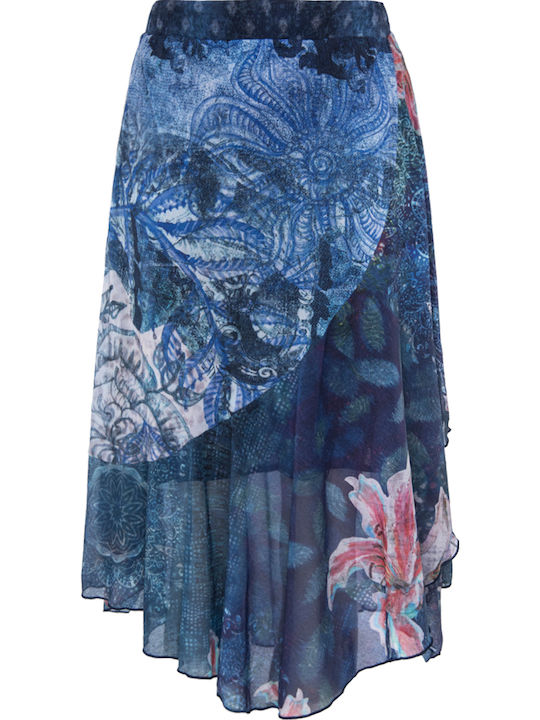 Nala 19SWFK08 High-waisted Midi Skirt with Tulle Navy Blue