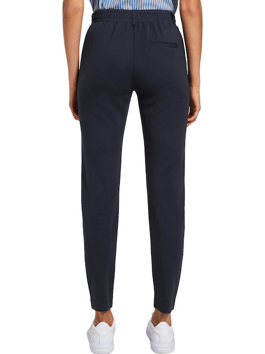 Women's Fabric Trousers Loose Fit Navy Blue