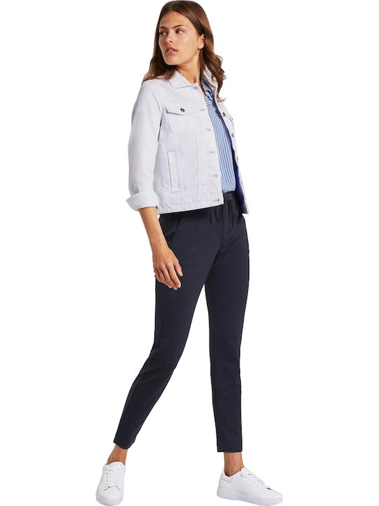 Women's Fabric Trousers Loose Fit Navy Blue