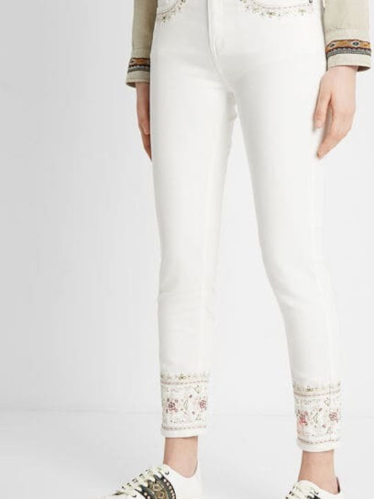 India Γυναικείο Jean Παντελόνι σε Skinny Εφαρμογή Λευκό