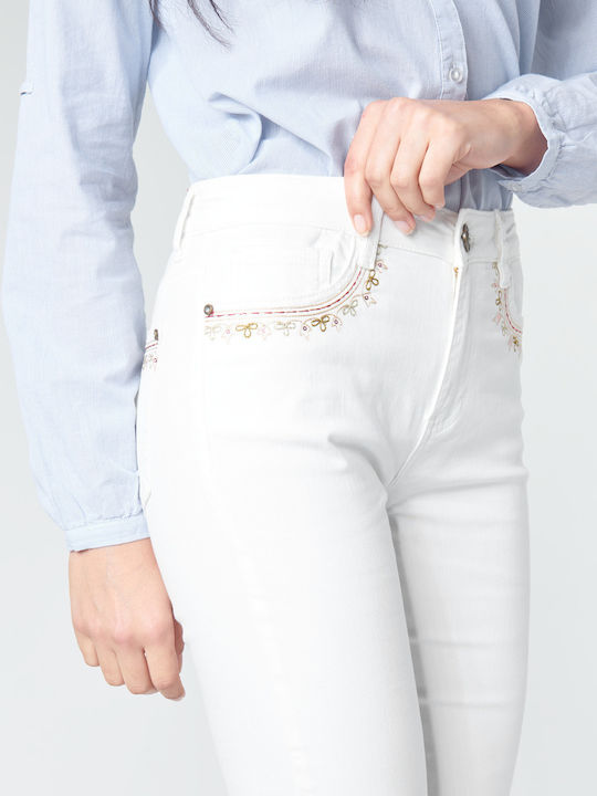 India Γυναικείο Jean Παντελόνι σε Skinny Εφαρμογή Λευκό