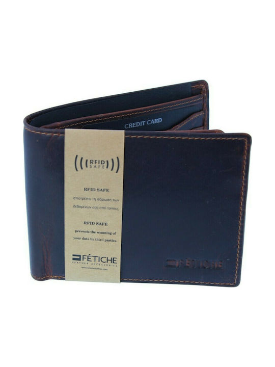 Fetiche Leather KA 11-948 Δερμάτινο Ανδρικό Πορτοφόλι με RFID Καφέ