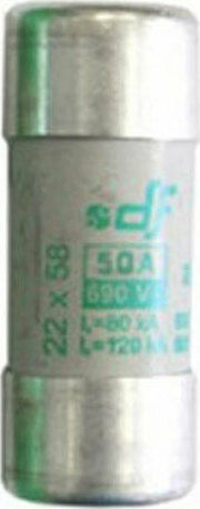 Adeleq Safety Cylindrical Porcelain 22x58mm 50A (88-20509) 1pcs