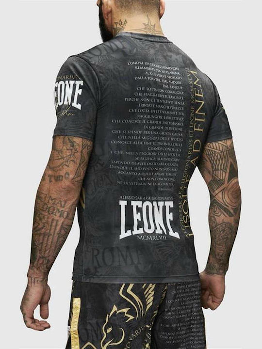 Leone Legionarivs Bărbați Cu mânecă scurtă Tricou AB925 Rashguard pentru Jiu-Jitsu Neagră