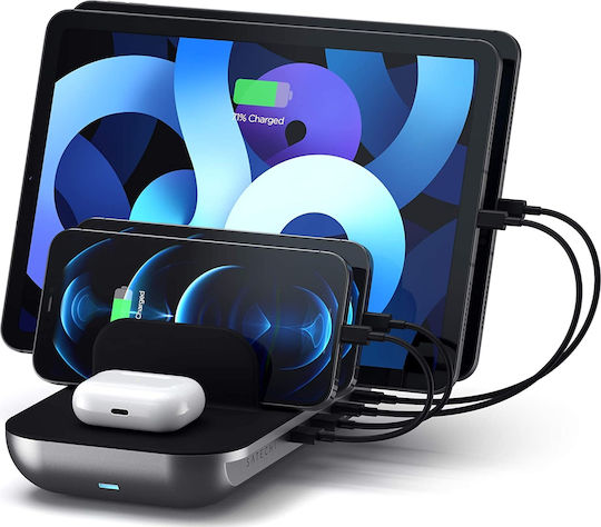 Satechi Βάση Φόρτισης με 2 Θύρες USB-A και 2 Θύρες USB-C 12W Space Grey (Dock5 Multi-Device)