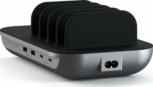 Satechi Βάση Φόρτισης με 2 Θύρες USB-A και 2 Θύρες USB-C 12W Space Grey (Dock5 Multi-Device)