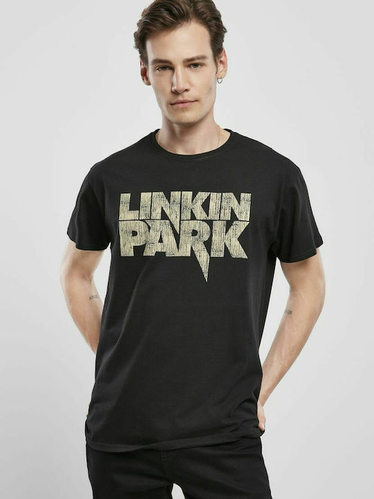 Merchcode Distressed Logo T-shirt Μαύρο Βαμβακερό