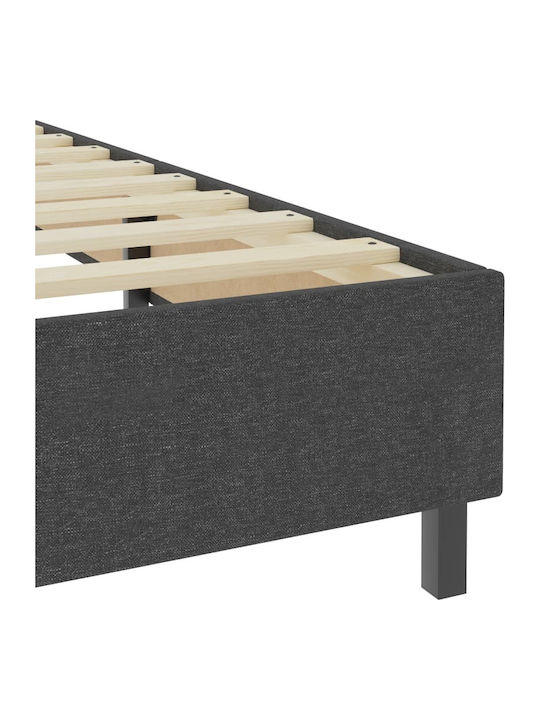 vidaXL King Size Upholstered Fabric Bed Dark Gray with Slats and Mattress 200x200cm