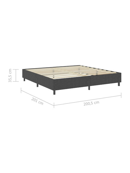 vidaXL King Size Upholstered Fabric Bed Dark Gray with Slats and Mattress 200x200cm